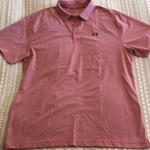 Under Armour golf shirt red and gray stripe